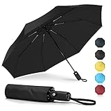 ZOMAKE Automatik Auf Und Zu Regenschirm - Taschenschirm Faltbar,Schwarz Klein Umbrella Sturmfest,Kompakt Leichter Schirm Für Damen Herren Und Familie(Schwarz)