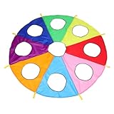 ANDRESLAD Buntes Regenbogen schwungtuch mit Löchern Kindergarten gruppenspiel Outdoor spielgerät für Motorische und Soziale Interaktion und Leicht Transportierbar für Frühpädagogik und