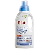 Klar Feines & Wolle ohne Duft 500 ml I Umweltfreundliches Feinwaschmittel für Allergiker I Für empfindliche Naturfasern I Ausreichend für ca. 50 Wäschen I Frei von synthetischen Duft- & Farbstoffen