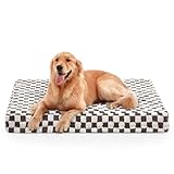 JOEJOY Orthopädisches Hundebett für große Hunde, Memory-Schaum, Haustierbett mit abnehmbarem, waschbarem Bezug, gemütliche Plüschmatte, 119 x 73 cm, Kaffeefarben