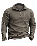 Beotyshow Herren Fleecepullover Militär Outdoor Fleecejacke Taktisch Sweatshirt Trekking Jacke Männer Half Zip Pullover Microfleece Sweatpullover Grau L