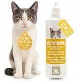 EMMA Katzen Vitamine I Multi Vitamine für Katzen 100ml I Vitamin B komplex I B Vitamine mit A Vitamin B12 D3 E & Mineralien I Folsäure Eisen & l Lysin Katze I Multivitamin komplex Immunsystem stärken