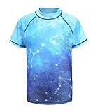 Jungen Kurzarm Schwimmshirt Kinder Schnelltrocknendes Badeshirt Rashguard Badeanzug UV Shirt 134 140/9-10 Jahre