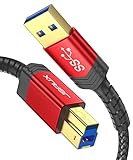 JSAUX USB 3.0 B Kabel [2M, 5Gbps] USB A auf USB 3 Typ B Kabel Nylon Geflochten Kompatibel mit Dockingstation, USB 3.0 Hub, Externen Festplatten, Scanner, Drucker usw Rot