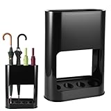 OXENKA Schirmständer, Regenschirmständer 4 Slots, Regenschirmhalter mit Abnehmbarer Abtropfschale für Lang-/Kurzschirme, Regenschirm Ständer für Eingang, Korridor, Zimmer, Büros, Schwarz