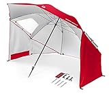 Sport-Brella Umbrella Sonnenschirm für Strand und Garten, Robust, Schutz vor Sonne, Regen und Wind, Mit Tragetasche, Rot, 54'' / 136cm