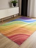 benuta Basic Waschbarer Teppich George - Kunstfaser - Rechteckig & im Style: Abstrakt - Pflegeleicht für Wohnzimmer Schlafzimmer, Multicolor/Lila, 160x230 cm