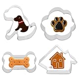 WLLHYF Ausstechform, 4 Stück Knochen, Fußabdrücke, Haus, Welpe Plätzchen Ausstecher, Kleiner Edelstahl Frucht Gemüseschneider für Kinder DIY