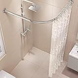 Duschvorhangstange ohne Bohren, L-Form, verstellbare Duschstange aus Edelstahl, Duschvorhangschienenhalterung, geeignet für Badezimmer und Ankleidezimmer (75-95 x 75-95 cm)