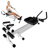 Die Neuheit RudergeräT für Zuhause und fitnessgeräte für zuhause2-in-1,klappbar，Einstellbar,Dual Slide Rail, leise, Einfacher Aufbau,Indoor-Gerät für das Home-Gym Cremeweiß