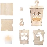 Dekorative Halloween-Laternen, Halloween-Laternen aus Holz, rustikaler Kerzenhalter – Laterne aus Holz für Zuhause, Halloween-Party-Zubehör für die Dekoration des Halloween-Raums