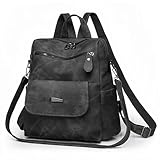 Valleycomfy Rucksack Damen Klein, Mini Damenrucksack Cityrucksack Tagesrucksack, PU Mode Reisen Umhängetasche Handtasche Rucksack für Reise Schule Arbeit (Schwarz)