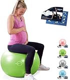 VITALWORXX Gymnastikball für Schwangere, extrem stabil, Sitzball Yogaball Pezziball 65 cm mit Pumpe, mit Übungen für Schwangerschaft, Geburt, Gesundheit,