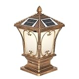 Schwarze Säulenlampe, IP65, wasserdicht, für Tore, Pollerpfostenlampen, Solar Säulenleuchte für den Außenbereich, Metall Finish, Industrie Stil, kreative moderne Straßenlaternen für Gartenvillen (Br