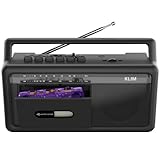 KLIM Tragbare Kassettenspieler Boombox, AM/FM Radio, Bluetooth Radio, Cassette Player & Kassettenrecorder, USB, Lautsprecher, Kopfhöreranschluss, Batteriebetrieb & Netzbetrieb - Schwarz