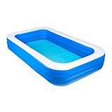 AQUASTIC Aufblasbarer Pool für den Kindergarten Fassungsvermögen 1160 Liter Maße 305 x 183 x 56 cm Vinyl Vielseitig einsetzbar Für die ganze Familie Langlebig Blau AIP-305R