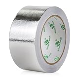 BOMEI PACK Netzverstärkt Aluminium Klebeban 50mm x 20 m, selbstklebendes Alu-Klebeband-Aluband, Wasserdichtes- und hitzebeständiges Band zum Versiegeln, Reparieren und Isolieren