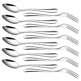 RETON 12 Stück Dessertgabel und Löffel Set aus Edelstahl, 3 Zinken, Kuchen, Obststeak, Gabel und Kaffeelöffel für Zuhause, Hochzeit, Party, Café, Restaurant (6 Gabeln+6 Löffel)