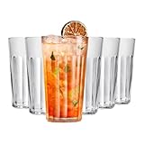 Murago - Trinkgläser Matteo 6er Set ca. 450ml - Gläserset Wassergläser Saftgläser Trinkglas Glas Gläser spülmaschinenfest rillen stapelbar Latte Macchiato Cocktailgläser Kaffee Longdrinkgläser