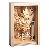 Geldgeschenk Geschenkbox für Mama - Trockenblumen + Reagenzglas, Muttertagsgeschenk, Geburtstagsgeschenk, Holzbox mit Gravur Mama - Du bist Wundervoll
