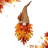 Generisch Herbstdeko Wichtel, Herbst Türkranz Dekoration Wichtel Figuren, Ahornblatt Wichtel Zubehör, Autumn Home Schreibtisch Decor für Innen Außen Thanksgiving Weihnachten Hängende Deko (1 PCS)