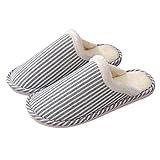 Generisch Innenschuhe Baumwolle mit weichen Sohlen für Damen Hause Herrenschuhe Schuhe Warme Hausschuhe Herrenhausschuh (Navy, 42-43)