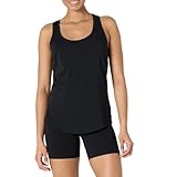 Amazon Essentials Damen Active Soft Cotton Leichtes Yoga-Tanktop mit U-Ausschnitt und Racerback, Relaxed Fit, Schwarz, M