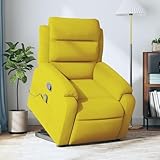 LAPOOH Massagesessel mit Aufstehhilfe Gelb Samt, Relaxsessel, Fernsehsessel, Kinosessel, Stillsessel - 3205110