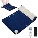 Elektrisch Fußwärmer & Heizkissen 2 in 1, JOBYNA Extra Große Wärmetherapie-Pad zur Schmerzlinderung mit Gürtel, 30-70℃ & 10-90min Einstellbar für Zuhause & BüRo (45 * 70cm)