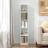 Hzuaneri Bücherregal, 5-Tier Bücherschrank, Würfelregal, Modernes offenes Regal aus Holz, Aufbewahrungsregale und Präsentationsregale für Wohnzimmer, Home Office, Schlafzimmer, Weiß BC09503X