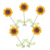 Mobestech 5 Stück Auto-Kopfschütteln-Ornamente sonnenblumen auto zubehör lustig blumenmuster cars deko car decor Autozubehör Dash-Blumenfigur Sitz Mini-Blumenornament Autodekorationen Harz