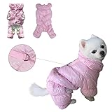 Hund Wintermäntel Hund Schneeanzug Wasserdicht Winddicht Hund Kaltwetter Mäntel für kleine Welpen Hunde Warm Fleece Futter Hundemantel Kleidung Hundepufferjacke Hundebekleidung mit D Ring Rosa Groß