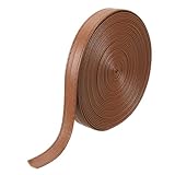 QUARKZMAN PU Lederriemen, 12mm*5m Lederband flach Lederbesatzband Umklappbare Lederstreifen Kunstleder Zum Selbernähen Basteln Handtaschen Schulranzen Rucksäcke - Braun