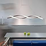 WJYCYN Moderne LED-Hängeleuchte Esszimmer Hängelampe mit Spiral-Dreh-Design Kronleuchter Dimmer-Funktion inkl Fernbedienung Ideal für Schlafzimmer Wohnzimmer und Büro Pendelleuchte (Grau, L100cm 38W)