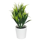 Ideen mit Herz Deko-Ziergras im Topf | Kunststoff | Rohling zum Weiterverzieren | weiß | 19 cm hoch