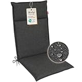 Herlag Polsterauflage Bea Hochlehner 120x50x4,5cm | Wasserabweisende Gartenstuhlauflage Fleckschutz | Bequeme Camping Sitzauflagen | Pflegeleichte Easy-Line | Öko Tex 100 | 1 Polster | Anthrazit