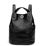 Kiepoar Damen Leder Rucksack Umhängetasche Elegant Bucket Bag, Große Lederrucksack Wasserdicht 2 in 1 als Fashion Backpack und Schultertasche, Daypack Leichte Mode, Bag für Arbeit Schule Reise