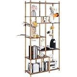 YGYQZ Bücherregal mit 7 Ebenen, Groß Offenes Regal Wohnzimmer Standregal Regal Stehend Raumteiler Regal für Heimbüro, Schlafzimmer, Büro, Vintage braun 163 * 30 * 77cm