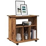 MOBCANT Rollcontainer Altholz-Optik 60x45x60 cm Holzwerkstoff, Schränkchen Vitrinenschrank Schränke Mehrzweckschrank Geeignet für Hotel Büro Schlafzimmer Flur