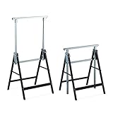 Relaxdays Klappbock, 2er Set, stabiler Gerüstbock, bis 200kg, 7-fach höhenverstellbar 80-130 cm, faltbar, schwarz-silber