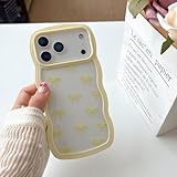QLTYPRI Hülle für iPhone 17 Pro mit Schleife, Niedliche Handyhülle Klare Curly Wellen Lockige Form Case Süßer Band Fliege für Frauen Mädchen Silikon TPU Bumper Schutzhülle - Gelb