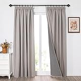 MYSKY HOME Verdunklungsvorhänge Gardinen mit Kräuselband Thermovorhang Kälteschutz Hitzeschutz Vorhang Blickdicht Gardienen 2-Set H 245 x B 140 cm Schlafzimmer für Schienensystem, Leinen
