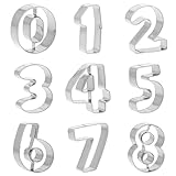 9 Stück Ausstechformen Zahlen 0-8 für Geburtstage Fondant Ausstecher Edelstahl Backform Zahlen Ausstecher Backwerkzeuge in Zahlenbackform zum Backen Selbstgemachte Kekse Kuchen