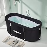 Todeco Faltbare Badewanne, Erwachsene Tragbarer mit Metallrahmen, große Familie, Mobile Spa- für Dusche Heißes Bad Eisbad,120x55x50cm,Schwarz