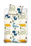 Kinderbettwäsche 100x135 aus 100% Baumwolle mit Dinos - Kinder Bettwäsche und Baby Bettwäsche Set Junge Kleinkinder - bei 60 Grad waschbar - (Dinosaurier 100 x 135 und 40 x 60)