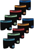 LOREZA ® 10 Jungen Boxershorts Unterwäsche Mikrofaser Unterhosen Nahtlos (140-152 (10-12Jahre), Modell 3)