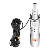 Brunnenpumpe 12V, 180W DC Tiefbrunnenpumpe mit 17m Stromkabel, Edelstahl Druckschalter Wasserpumpe für Industrie, Bewässerung und Heimgebrauch, 1.2m³/h max. Durchfluss, 20m max.