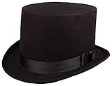 Plitsch Platsch Zylinder Hut für Erwachsene, Byron, Zylinder, Kopfbedeckung, Accessoire, Motto Party, Karneval, Zirkus, Geburtstag, Zauberer (schwarz (matt), 59 cm)