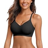 Vertvie Nahtloser BH Damen Ohne Bügel Bequeme Push Up Soft BH V Ausschnitt Weicher Bustier Seamless Bra Ultrakomfortable Gepolstert Bralette T-Shirts(1pc: Schwarz,L)
