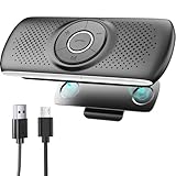 Freisprecheinrichtung für Auto Bluetooth 5.0 mit Clip, TF-Kartenslot, integriertes Mikrofon, Unterstützung Siri &Google Assistant, für Musik, GPS, Telefon